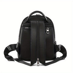 Mini Stripes Embossed Backpack Faux Leather Solid Rucksack For Travel Work