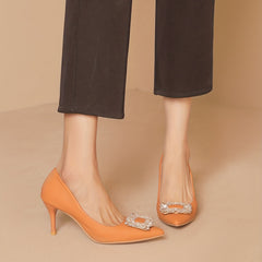 Crystal Decor Stiletto Heels Point Toe Pumps