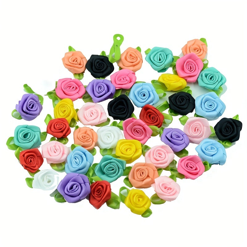 10 Pack Rose Floret Ribbon Flowers DIY Clothing Decoration