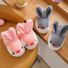 Girls' Rabbit Furry House Shoes - Non Slip Soft Bottom - Indoor Winter