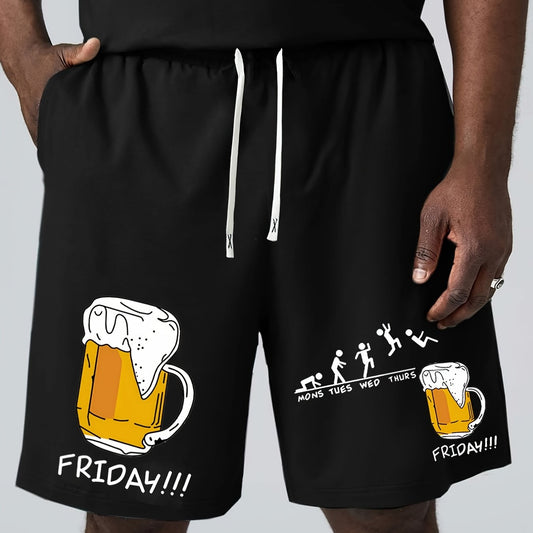 Beer Friday Pattern Casual Shorts for Summer