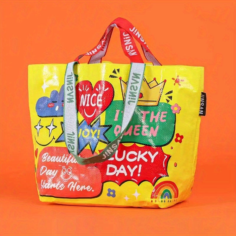 Rainbow Large Tote Bag Shoulder Bag Eco Friendly Shopping Grocery Bag