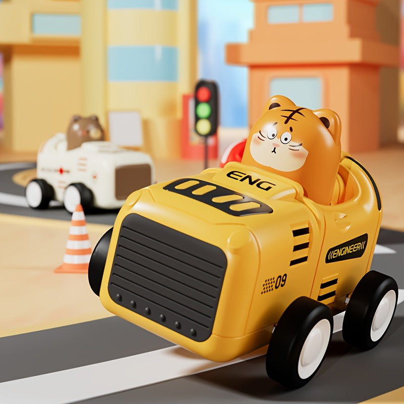 Animal Toy Cars - Perfect Gift for Youngsters - Durable Plastic - Red Yellow