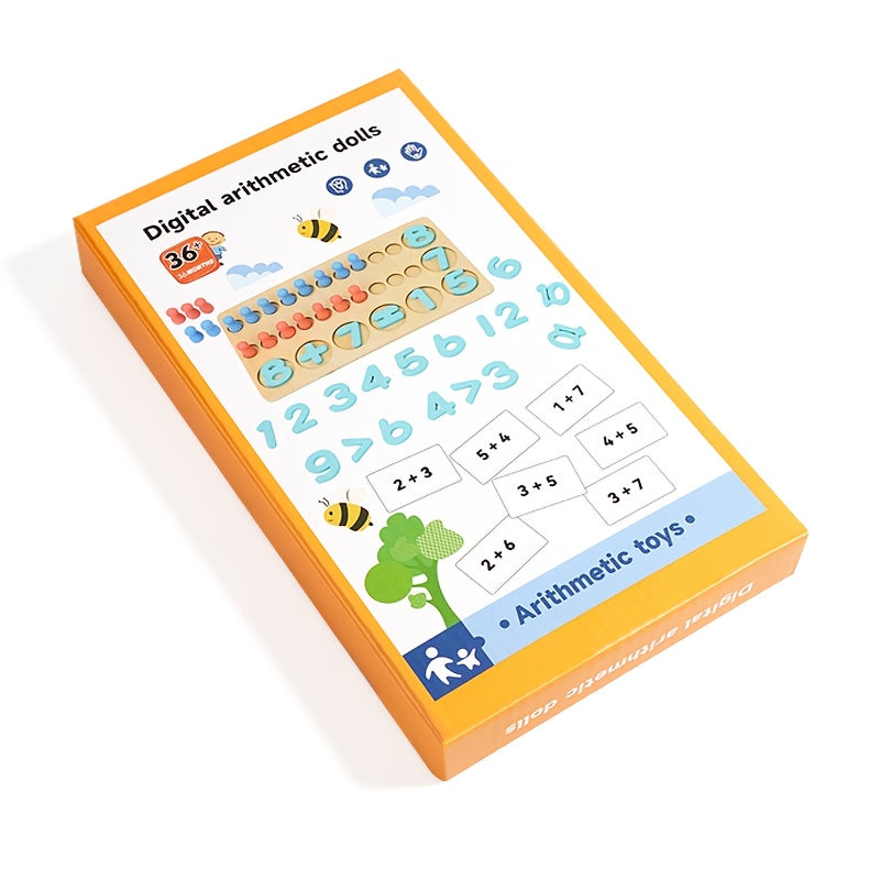 Wooden 20 Tablet Red Math Counter Board Educational Toy