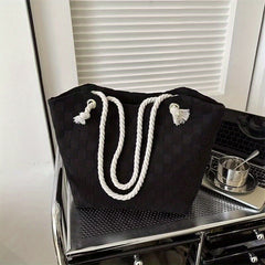 Plaid Embossed Tote Bag Large Capacity Shoulder Bag Hobo Handbag
