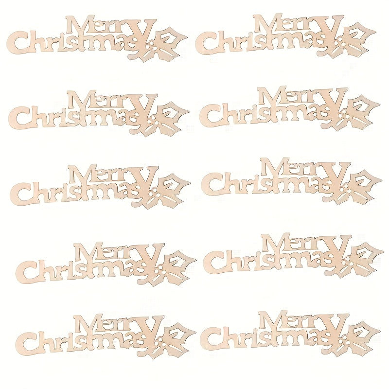 10pcs Merry Christmas Hanging Ornaments Wooden Letter Xmas Decoration