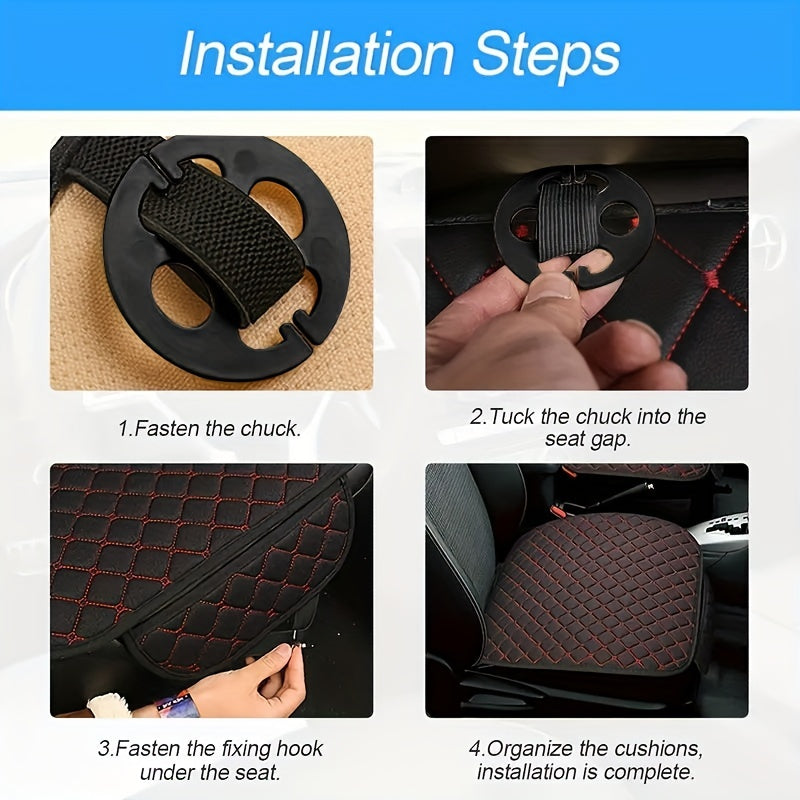 Car Seat Cushion With Non Slip Bottom & Storage Pouch