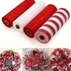 Colorful Mesh Roll Flower Ring Christmas Golden Wire Mesh Ribbon 25 9 14meter