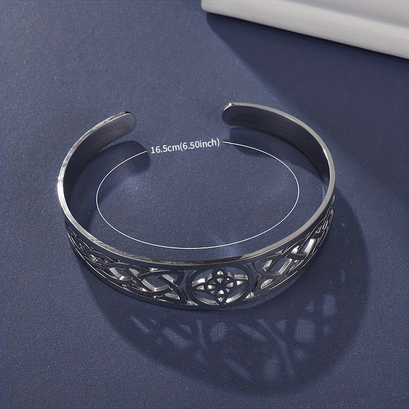 Stainless Steel Witch Knot Adjustable Open Cuff Bracelet