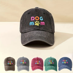 DOG MOM Embroidered Baseball Cap Y2K Washed Distressed Dad Hat