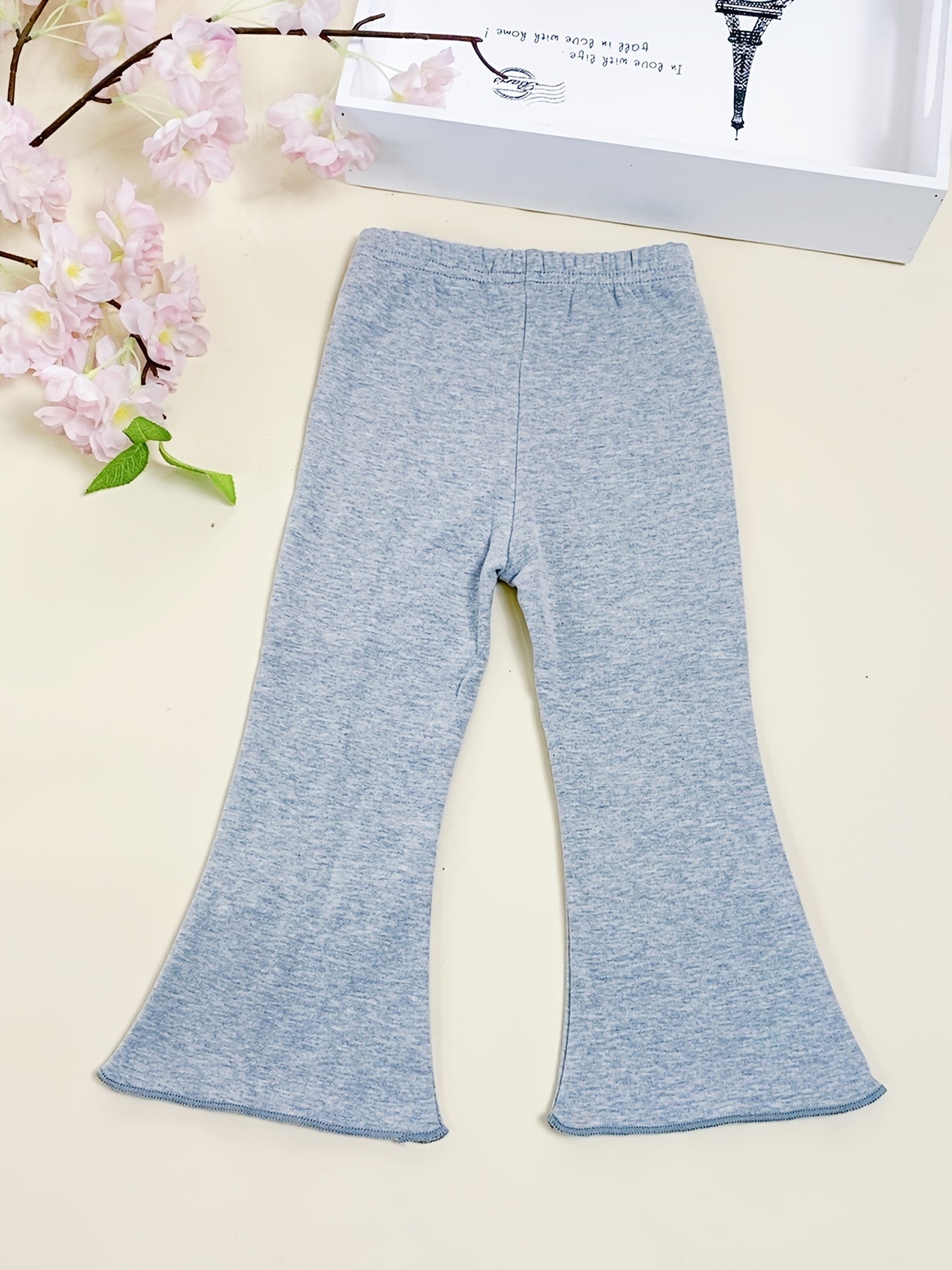 Girl Sweet Bow Flare Pants Soft Stretch Bell Bottom Pants