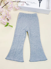Girl Sweet Bow Flare Pants Soft Stretch Bell Bottom Pants