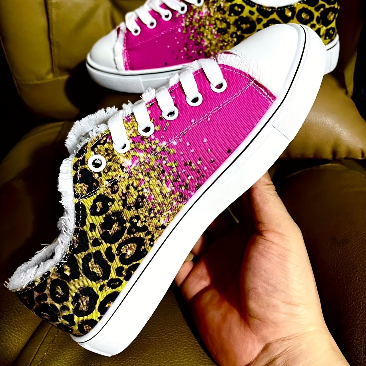 Leopard Print Casual Lace-Up Loafers