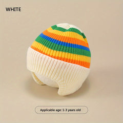 Autumn Winter Rainbow Jacquard Knitted Hat for 1-3 Years Old
