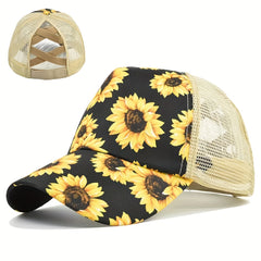 Unisex Sunflower Embroidered Baseball Cap for Outdoor Sport
