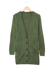  Solid Long Sleeve Open Front Cardigan With Pockets