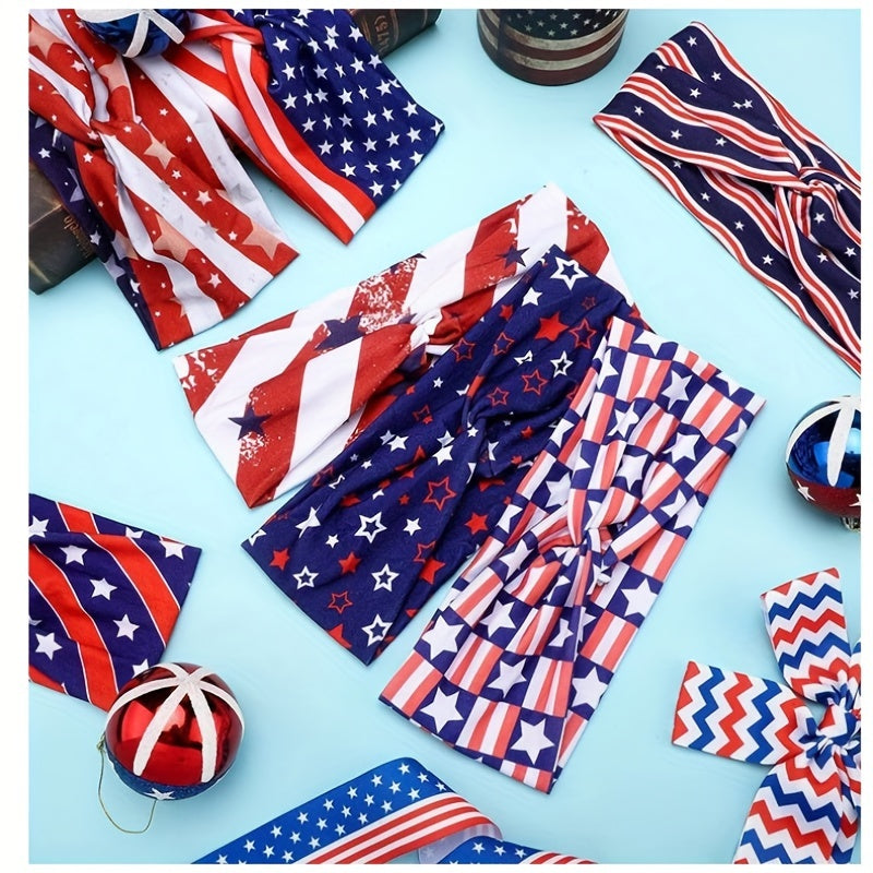 American Flag Independence Star Headband Retro Knotted Sports Strap Headband