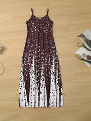  Colorblock Dot Print Maxi Dress