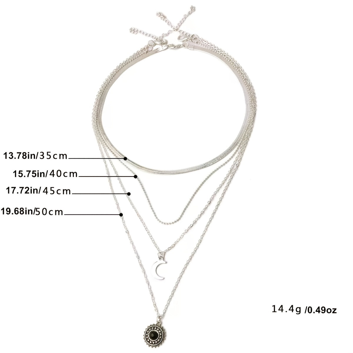 Layered Sun Moon Pendant Necklace Women's Jewelry