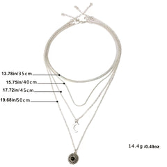 Layered Sun Moon Pendant Necklace Women's Jewelry
