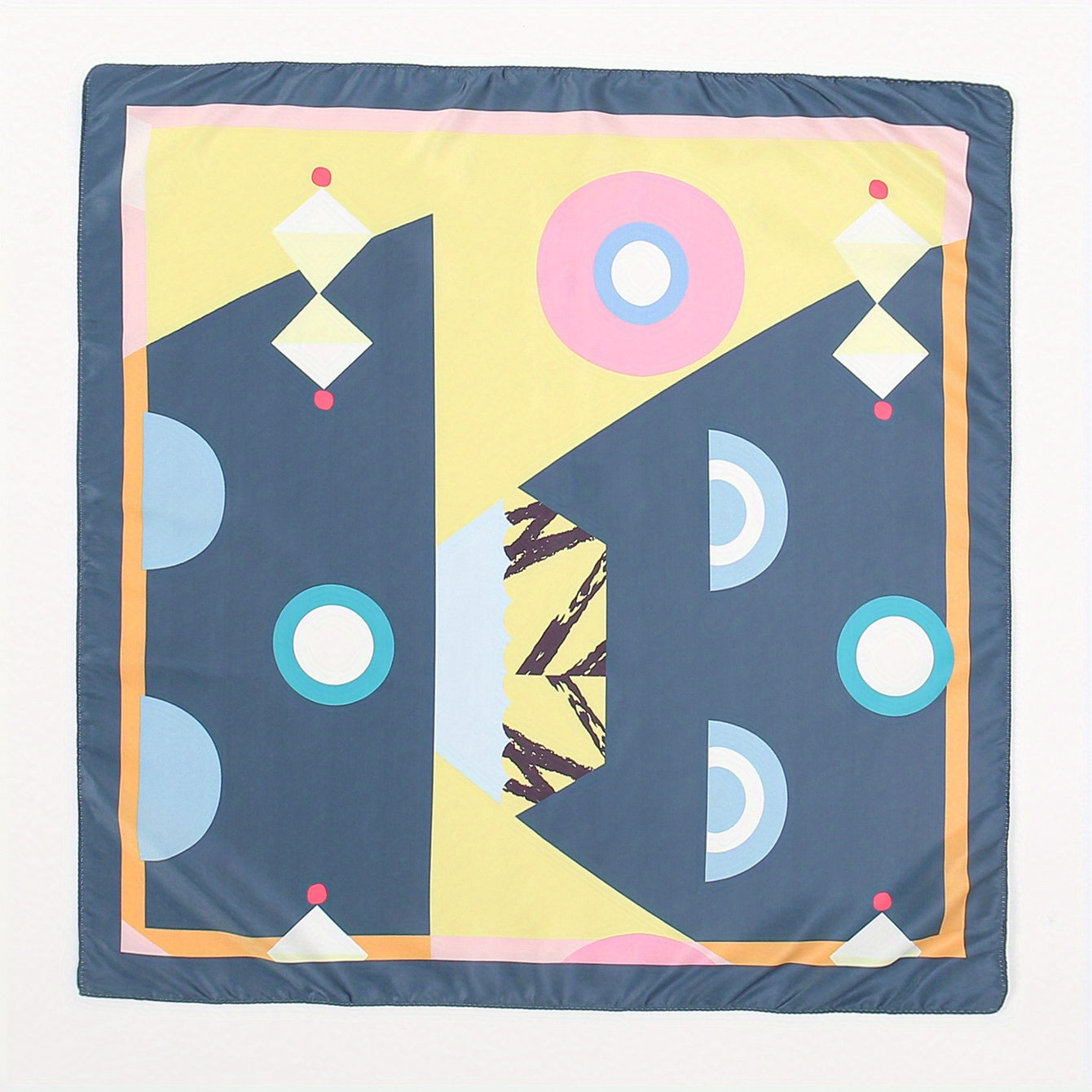 Geometric Block Bandana Printed Square Scarf Women Casual Neckerchief