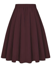  Casual Skirt Solid Elastic Bow Knot A-line Belted Skirt