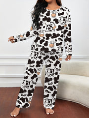  Cow Print Tee & Pants Loungewear Set