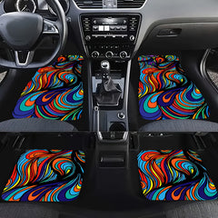 4pcs Colorful Printed Car Floor Mats, Water Absorbent & Stain Resistant
