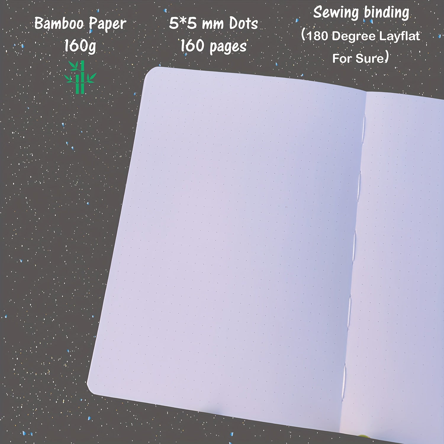 A5 Dot Grid Notebook Journal 160gsm Bamboo Paper 160 Dotted Pages