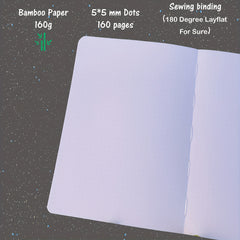 A5 Dot Grid Notebook Journal 160gsm Bamboo Paper 160 Dotted Pages