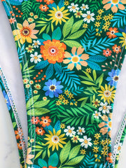  Boho Bikini Set Floral Print Tube Bra & High Waisted Panty Swimsuit