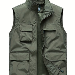 Men's Zipper Pockets Cargo Vest for Spring Summer