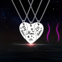 Stainless Steel Love Mother & Daughter Necklace Set