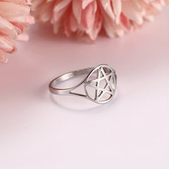 Stainless Steel Pentagram Symbol Ring for Men