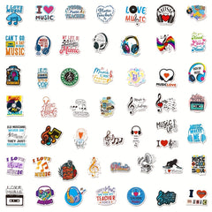 50Pcs Music Doodle Stickers, Waterproof Decorative Stickers for Phone Lap