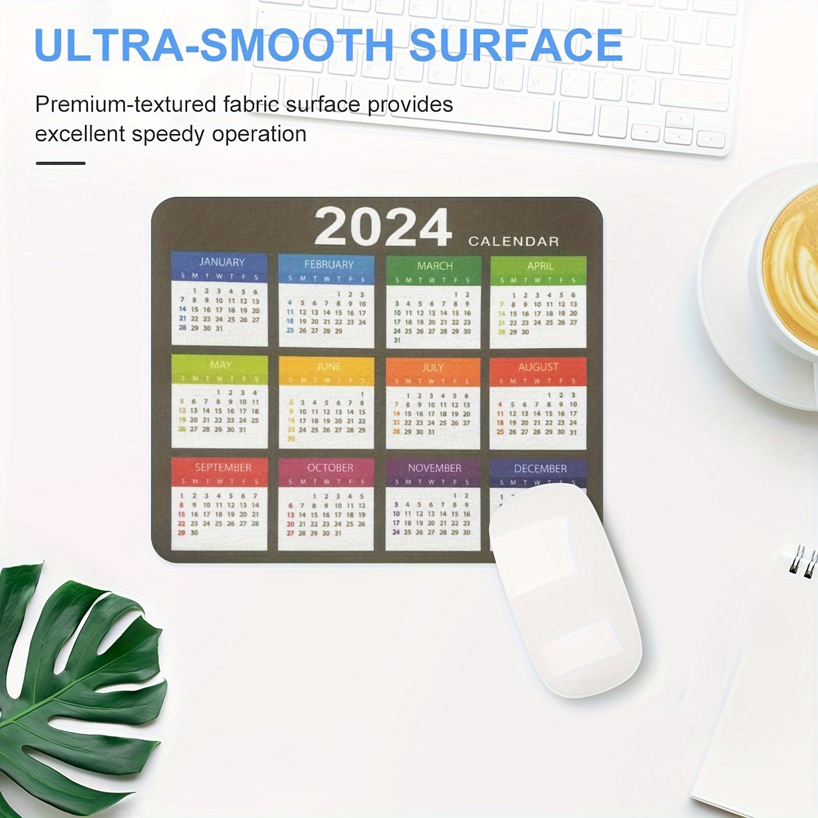1pc Calendar Mouse Pad Non Slip Rubber Laptop Mouse Pad