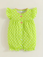 Striped Polka Dot Open Front 3pcs Set Baby Girls Bodysuits