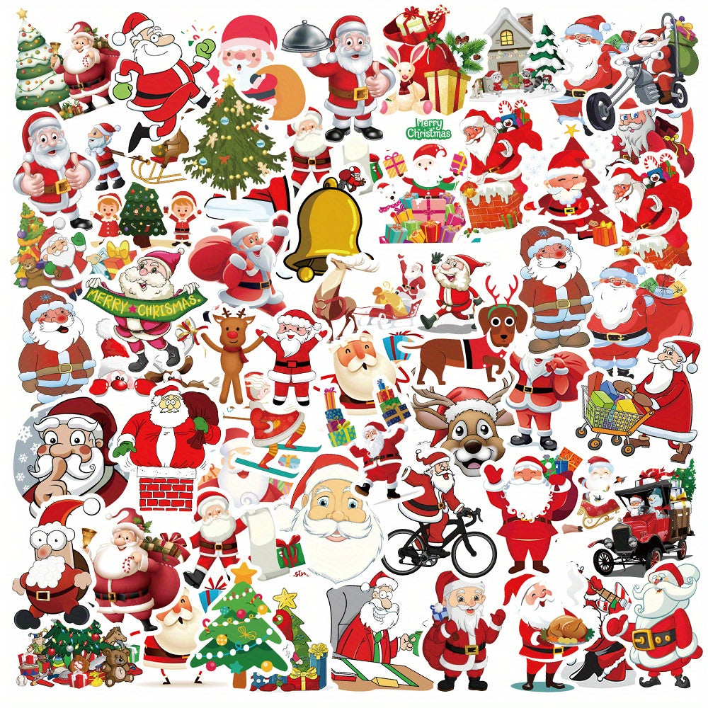 50pcs Santa Claus Stickers Set for Christmas Cards & Notebooks