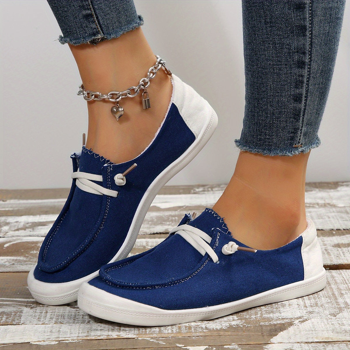 Women's Casual Canvas Lace Up Shoes Lightweight Low Top Walking Shoes