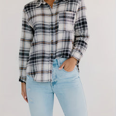  Plaid Print Long Sleeve Button Up Shirt
