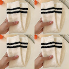 Warm Striped Fuzzy Socks - Mid Tube Women's Stockings