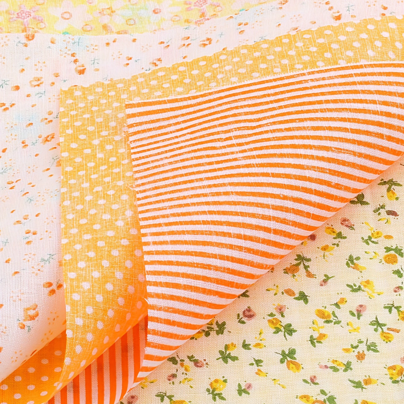 7pcs Orange Series Cotton Cloth Quilting Sewing Patchwork DIY Cloth