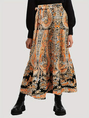  Boho Skirt Women's Plus Paisley Print High Rise Smock M