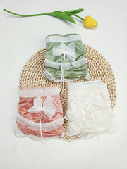 3pcs Mesh Stitching Bow Briefs Comfy & Breathable Underwear