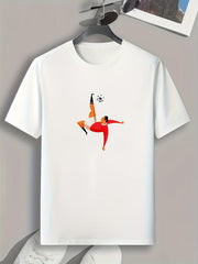 Football Player Print Men's Comfy T shirt Active Tee For Summer