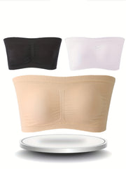 3pcs Strapless Bandeau Bras Seamless Wireless Bra Women's Lingerie