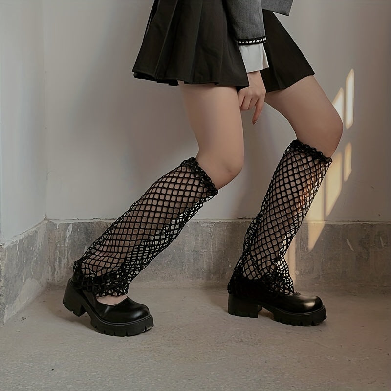 Hollow Out Fishnet Leg Warmers Knee High Socks