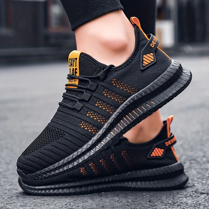 Men's Striped Walking Shoes Casual Outdoor Comfortable Lace up Sneakers