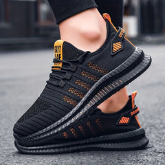 Men's Striped Walking Shoes Casual Outdoor Comfortable Lace up Sneakers