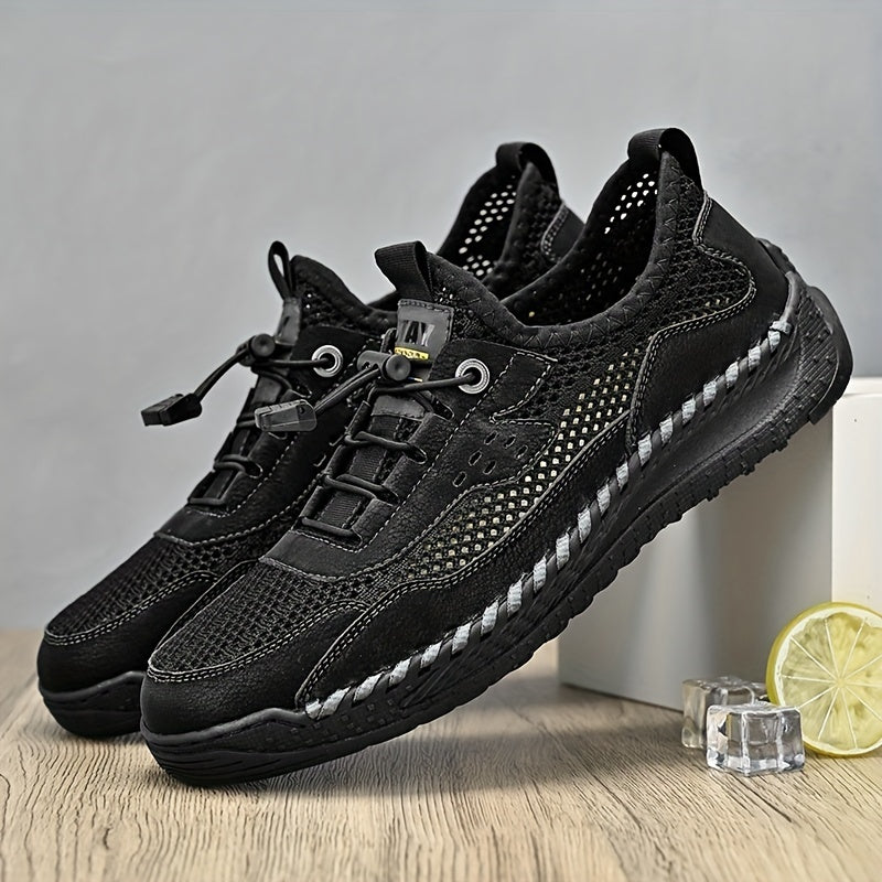 Men's No Tie Lace Mesh Sandals Breathable Outdoor Walking Shoes